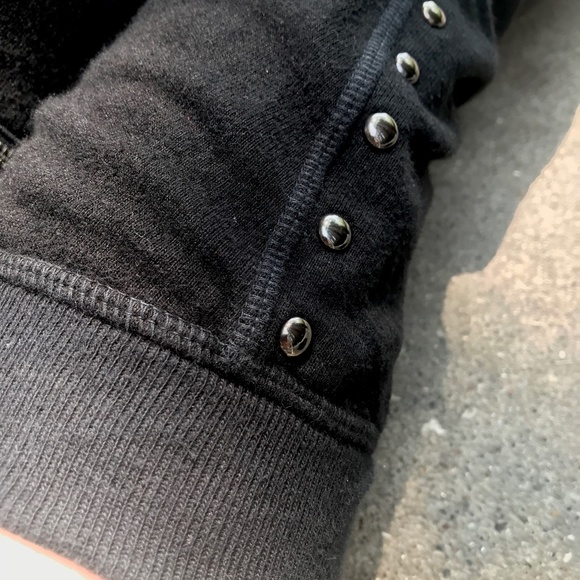 Upcycled Leg Warmers Black Thigh Highs Studded Knee Socks Sweatshirt Zipper Y2k - Picture 4 of 14